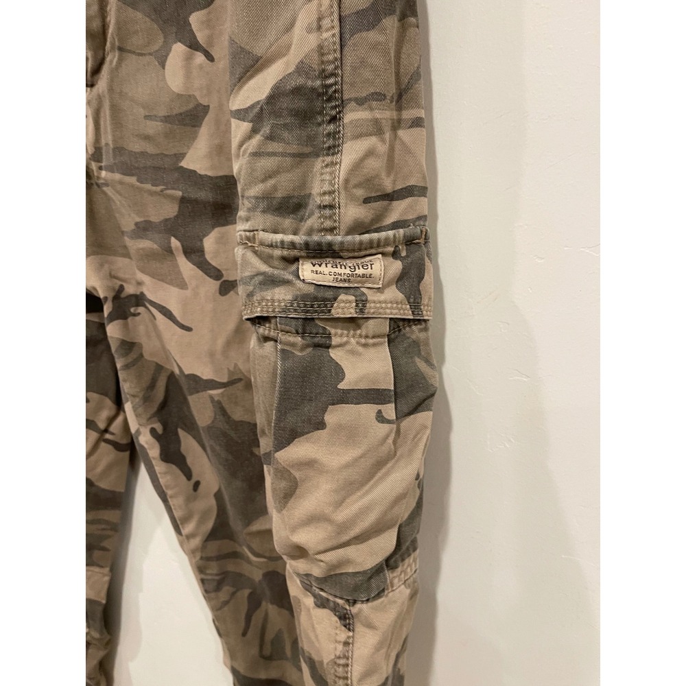 Wrangler Mens‎ Camo Cargo Pants Brown Tan Relaxed Fit Straight Leg 34 Waist - Picture 5 of 11